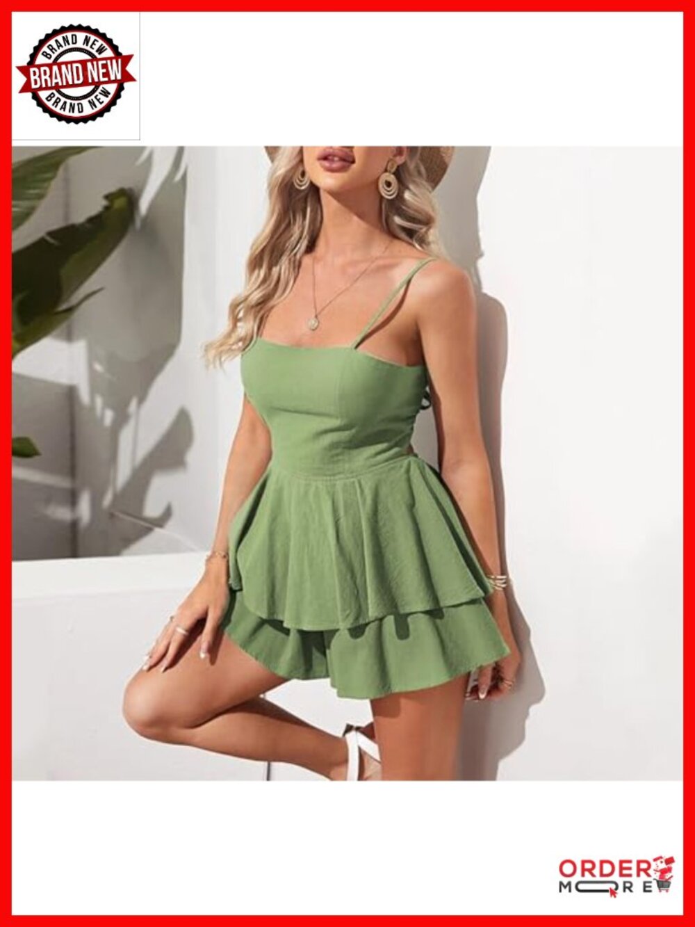 Spaghetti Strap Backless Bow Tie Tiered Layer Mini Dress Party Club - Picture 2 of 4